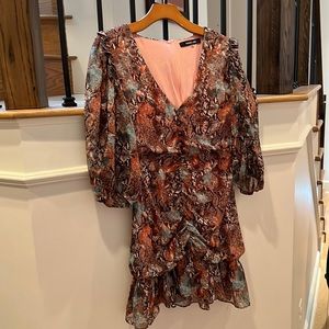 Sugar Lips Women's Snake Print Balloon Sleeve Mini Dress